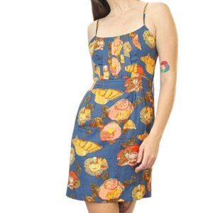 Anthropologie Maeve spaghetti strapped orange, blue, yellow floral dress size 2